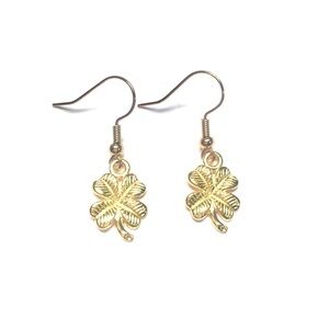 Handmade Gold Colored Shamrock Clover  Earrings Women Irish St. Patrick’s Day